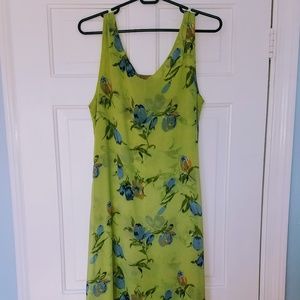 Green Flower Flowing Two-Layered Dress